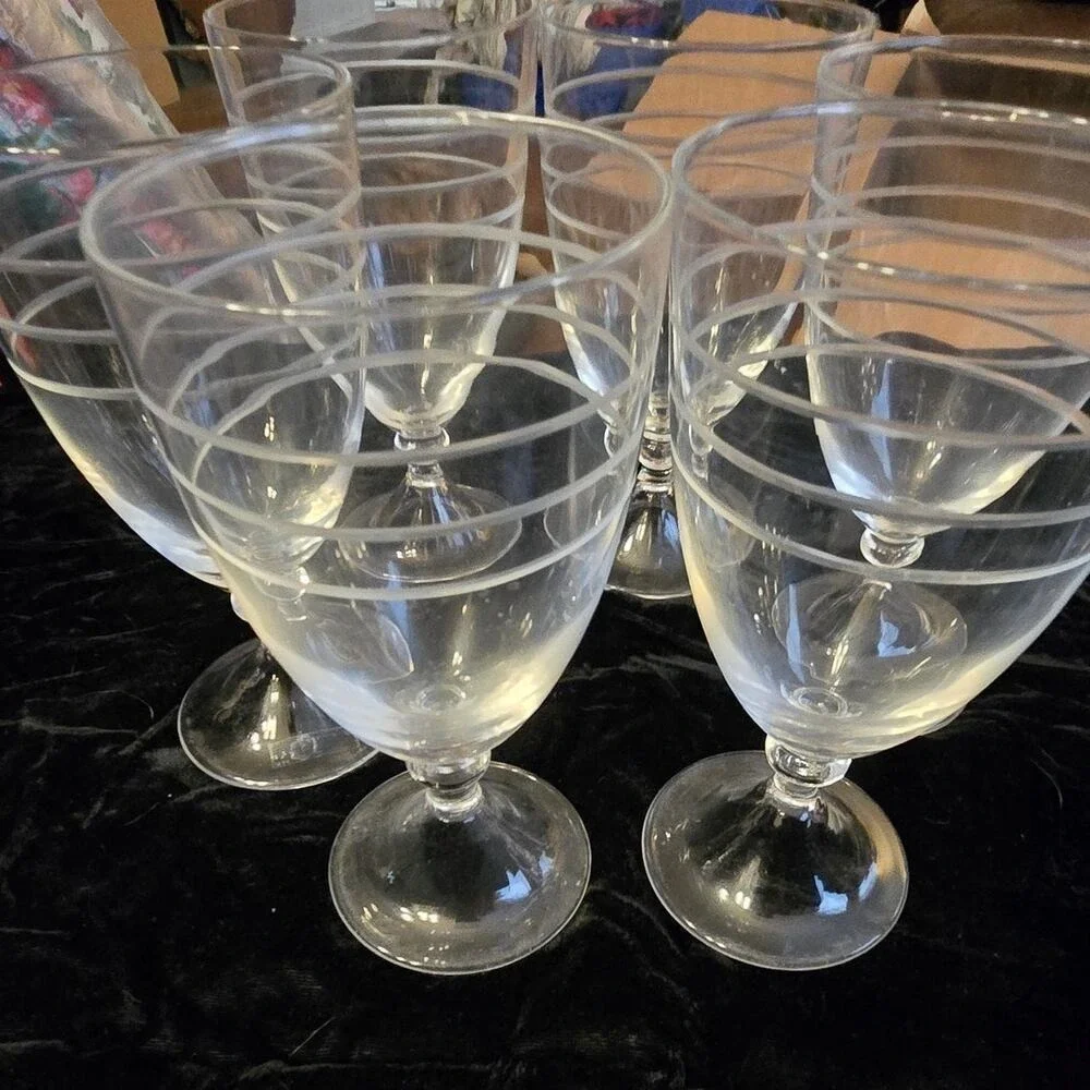 Daniel Cremieux Etched Wine Glasses Set‎ of 6 EUC